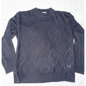 Vintage Virgola Uomo Sweater‎ XL Black Geometric Knit Made in Korea 90s Y2K